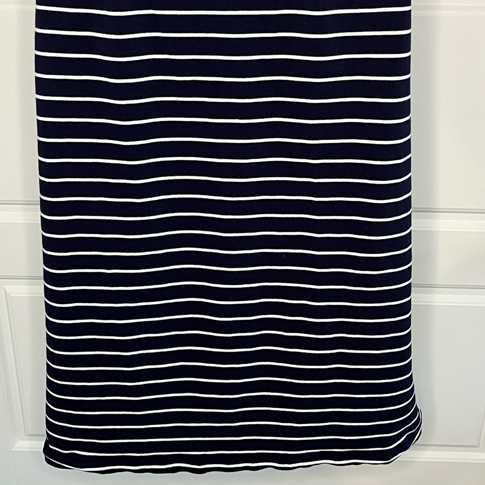 Lauren Ralph Lauren Nautical Navy White Striped Dress Belted Classic Preppy Sz L - Picture 7 of 10